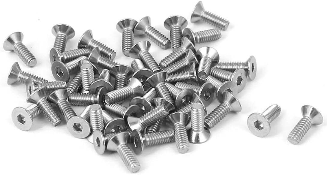 M2x6mm Hex Socket Flat Head Countersunk Bolts Screw 50pcs