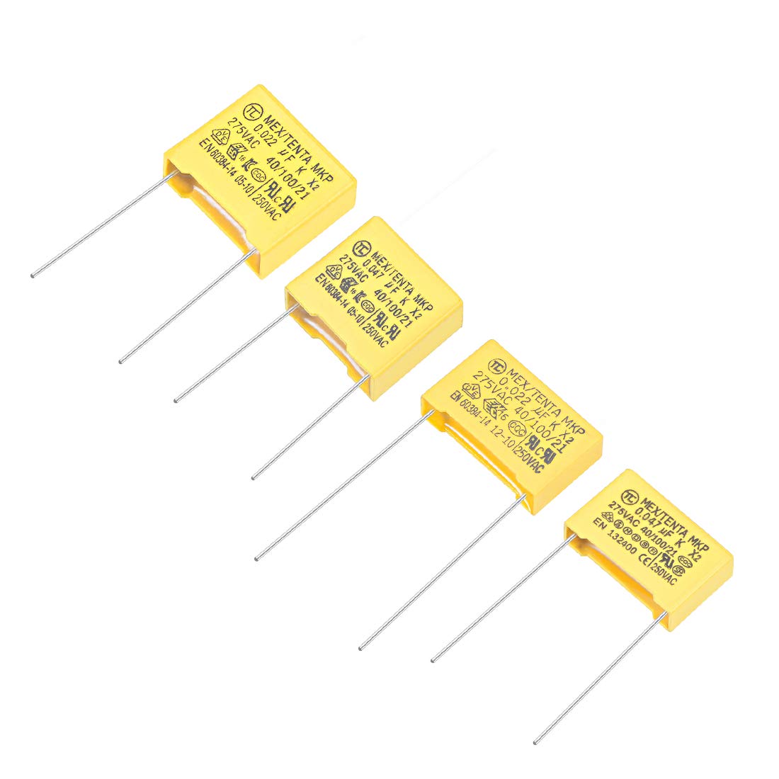 Polypropylene Safety Capacitors Assortment Kit DIP 275VAC X2 MKP 4 Model - 0.022uF 0.047uF 10mm 15mm Pin Pitch 20 Pcs