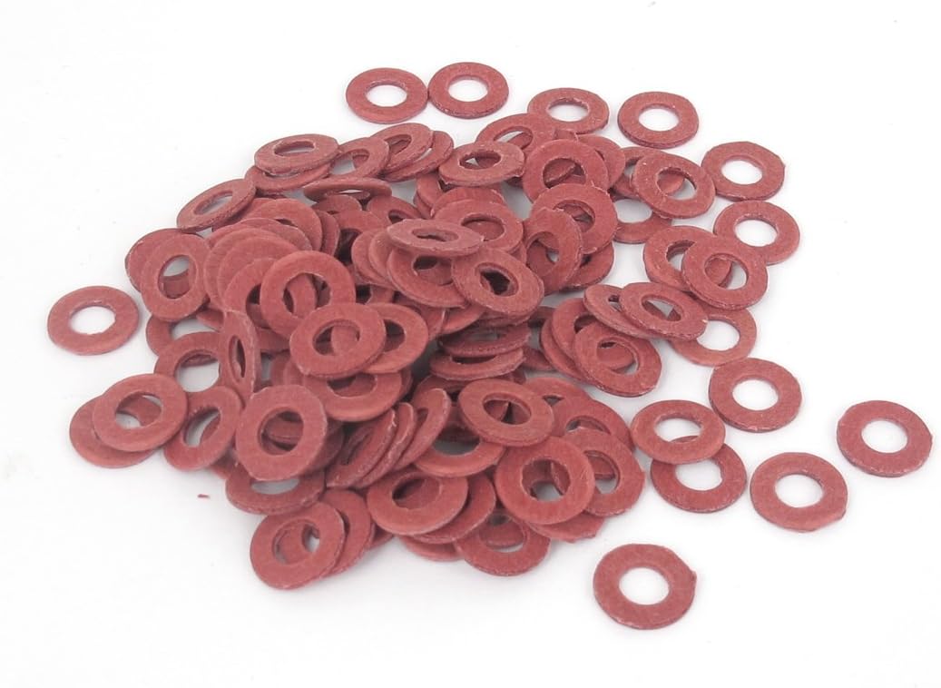 5mmx10mmx1mm Fiber Insulating Pad Fastening Washer Red 100pcs