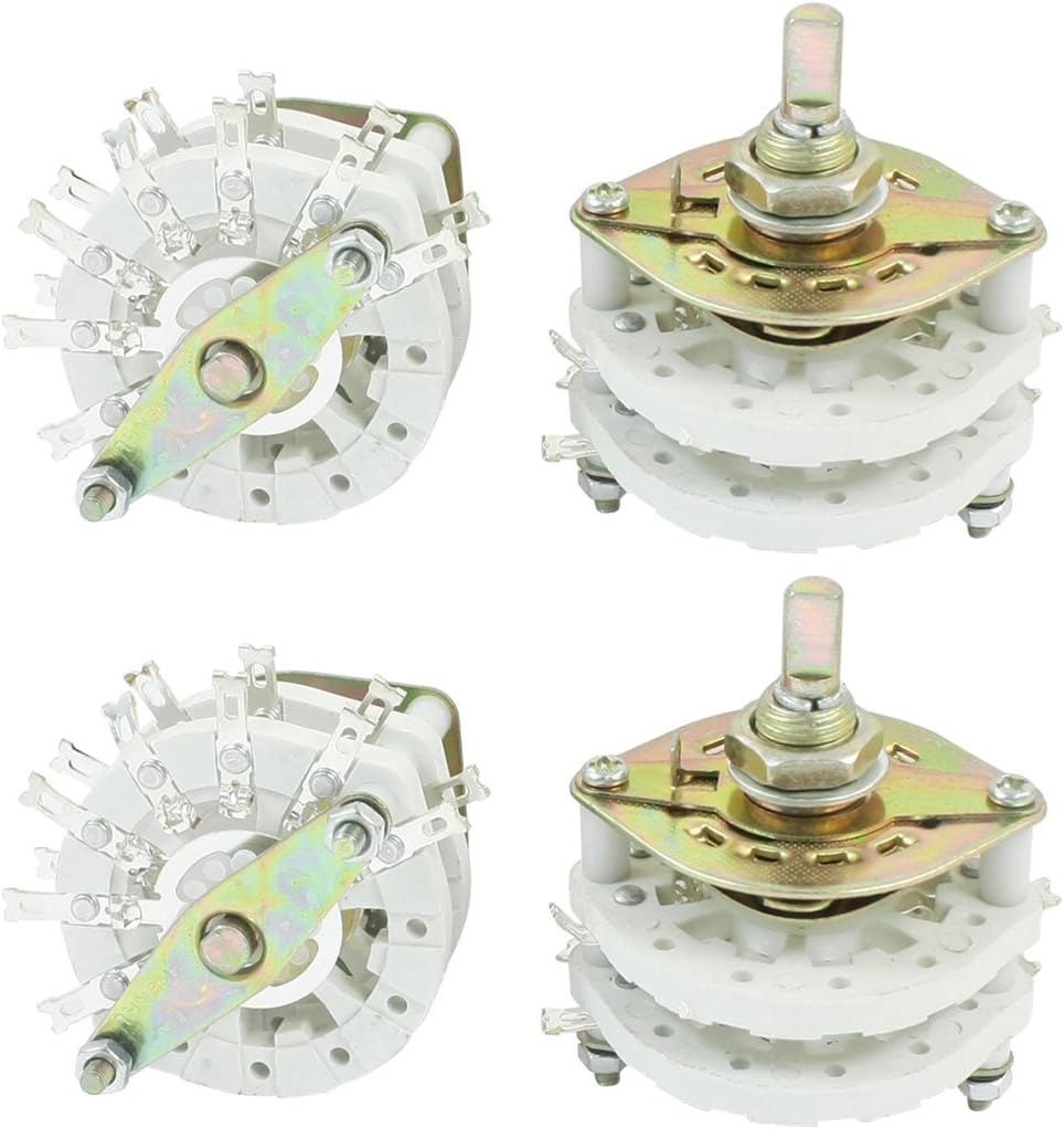 4pcs 10mm Mount Hole Dia 2P6T 2 Deck 14Pins Band Channel Rotary Switch