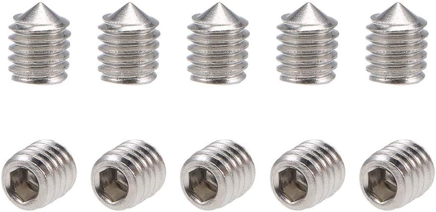 40Pcs M5x6mm Internal Hex Socket Set Grub Screws Cone Point 304 Stainless Steel Screw