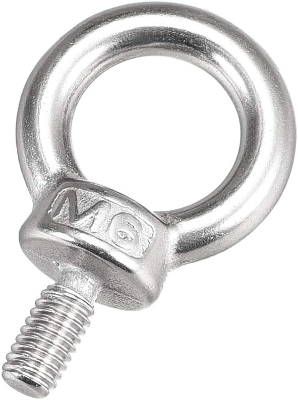 Lifting Eye Bolt M6 x 12mm Male Thread 304 Stainless Steel for Hanging, Pack of 4