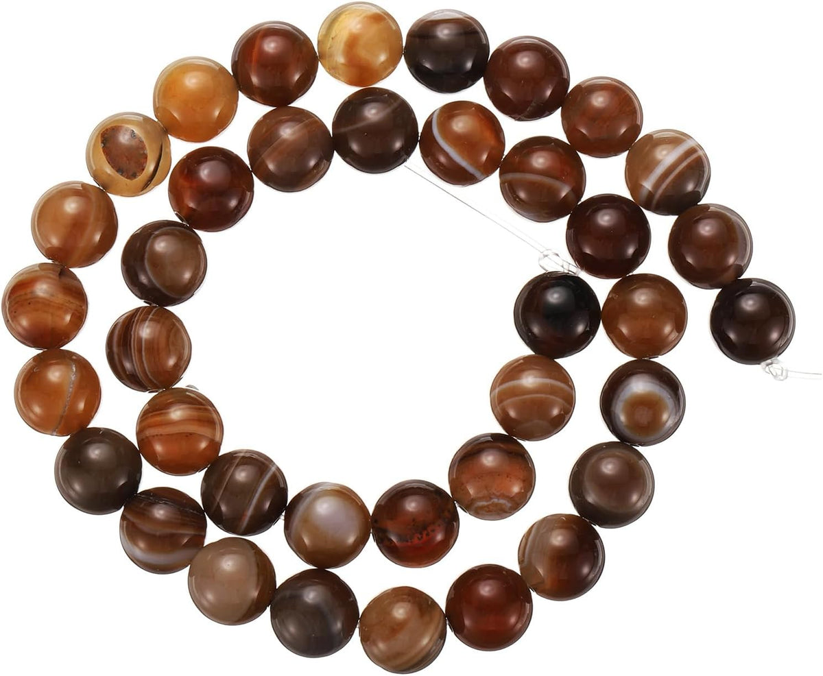 Mixed Brown Agate Beads 10mm Natural Gemstone Beads, Smooth Round Loose Beads for Bracelet Jewelry Making DIY (1 Strand - 37pcs)