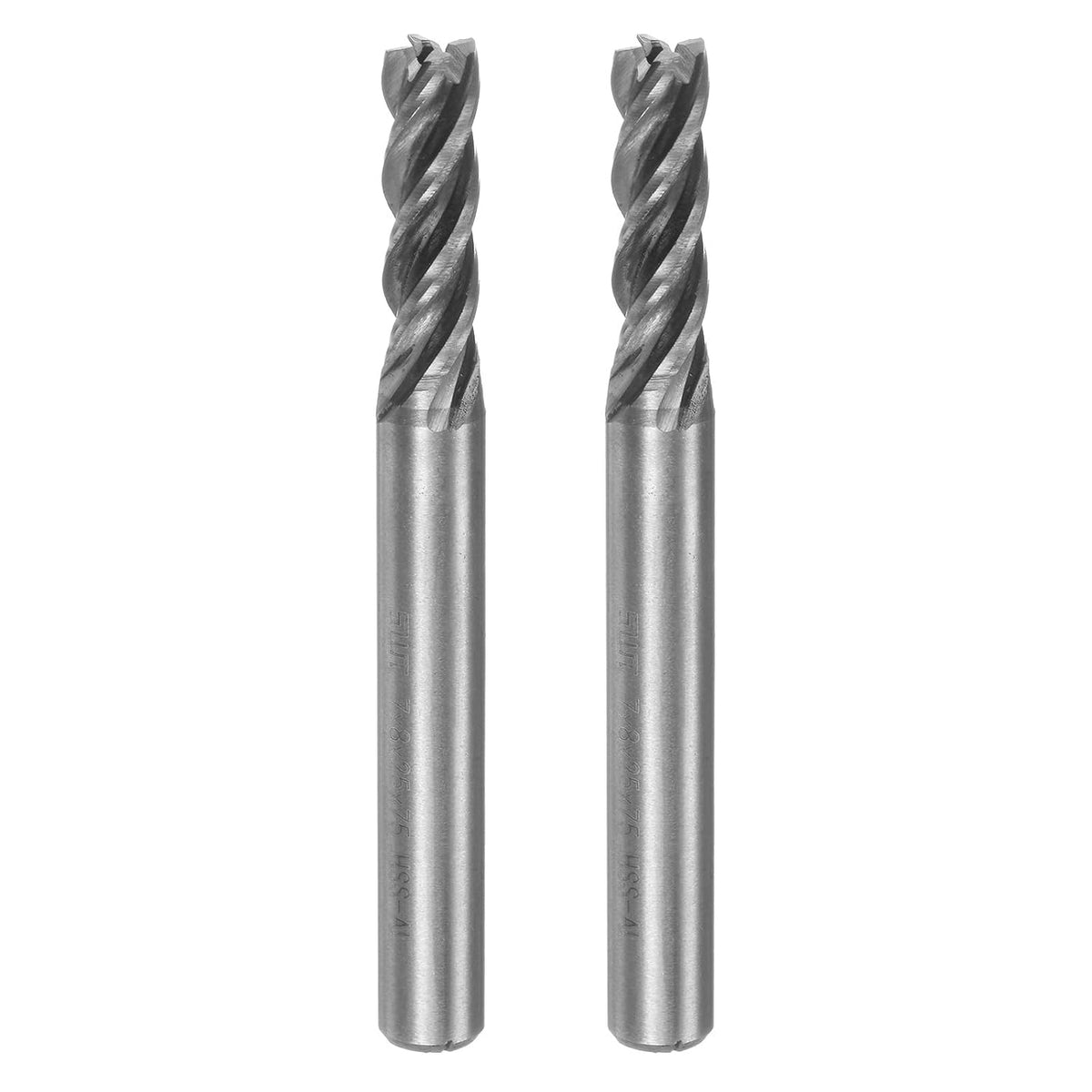 2pcs 7x8x25x75mm Helical Groove 4 Flutes HSS-AL Straight Shank Spiral End Mill Milling Cutter