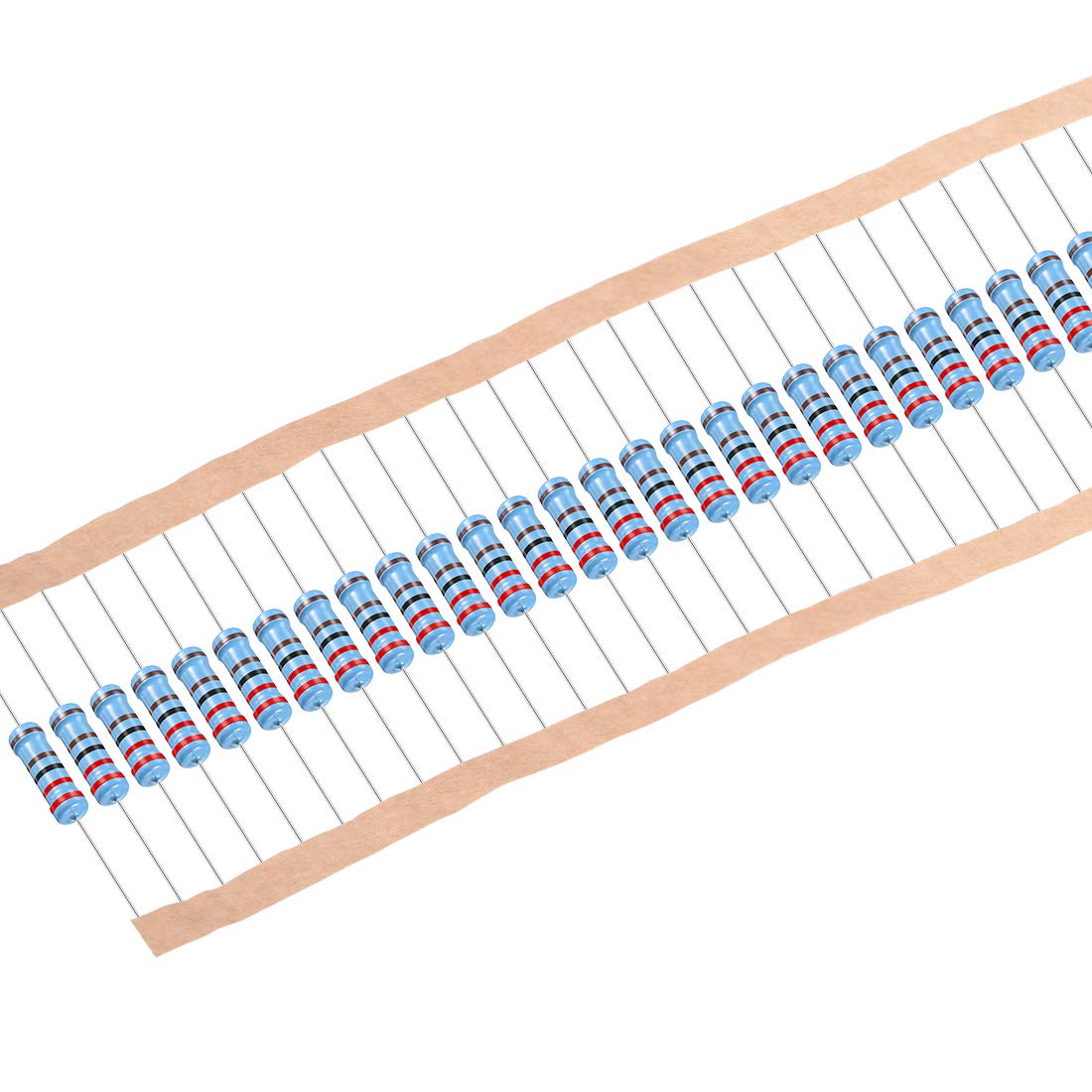 30Pcs 2.2K Ohm Resistor, 1W 1% Tolerance Metal Film Resistors, Lead, 5 Bands for DIY Electronic Projects and Experiments