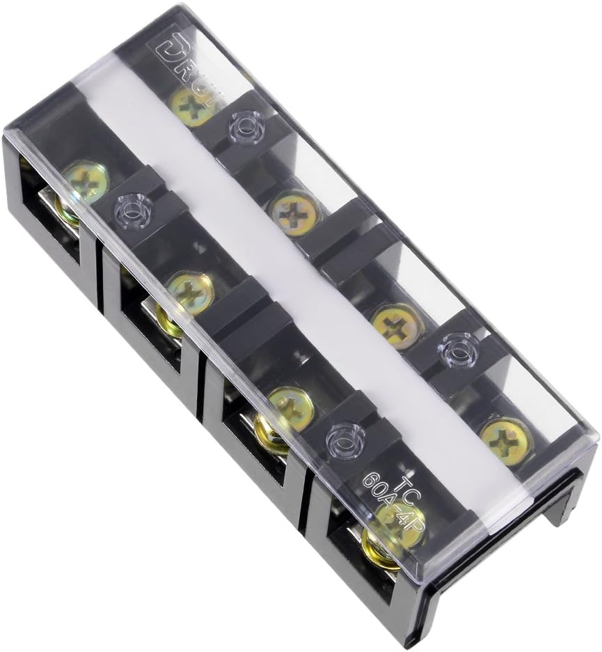 Dual Rows 4 Positions 600V 60A Wire Barrier Block Terminal Strip