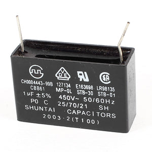 a14070100ux0581 CBB61 2 Soldering Terminals Fan Motor Run Capacitor, 1uF AC 450V