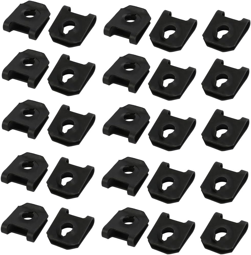 25pcs Fit M5/ST4.8 Screw 65Mn Steel Speed Fastener U Nut Black 15.5mm x 13mm