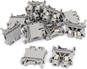 800V 57A 6mm2 UK6N Plastic DIN Rail Terminal Block Gray 12 Pcs