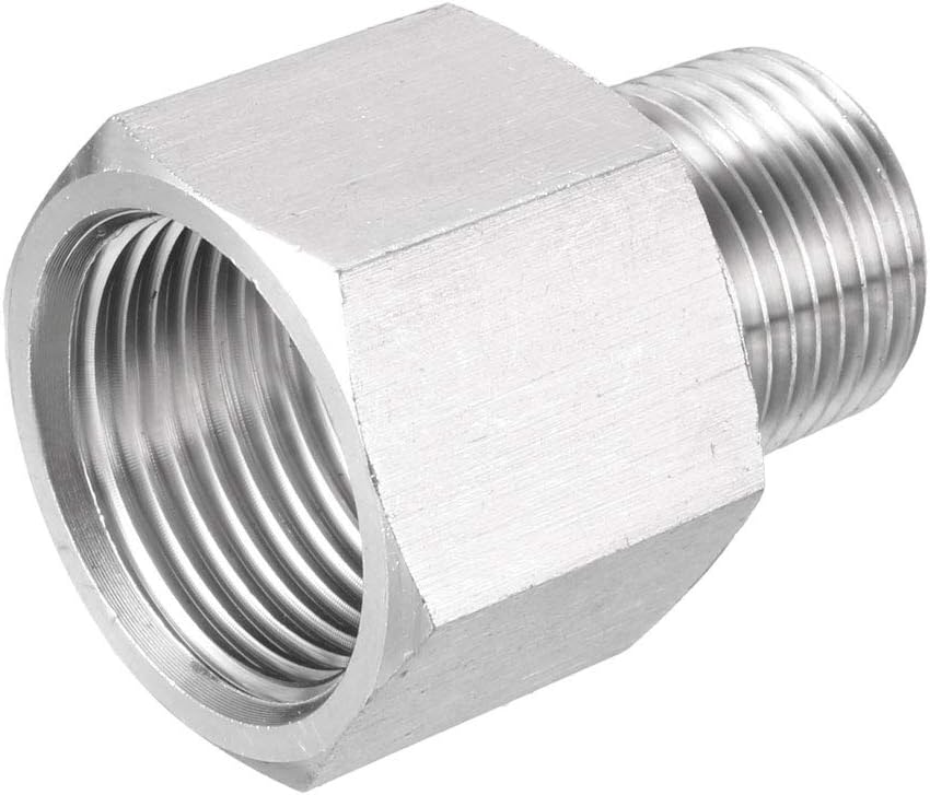 Pipe Fitting Adapter 3/8 NPT Male to M20x1.5 Female, Stainless Steel for Water Oil Air Pressure Gauge