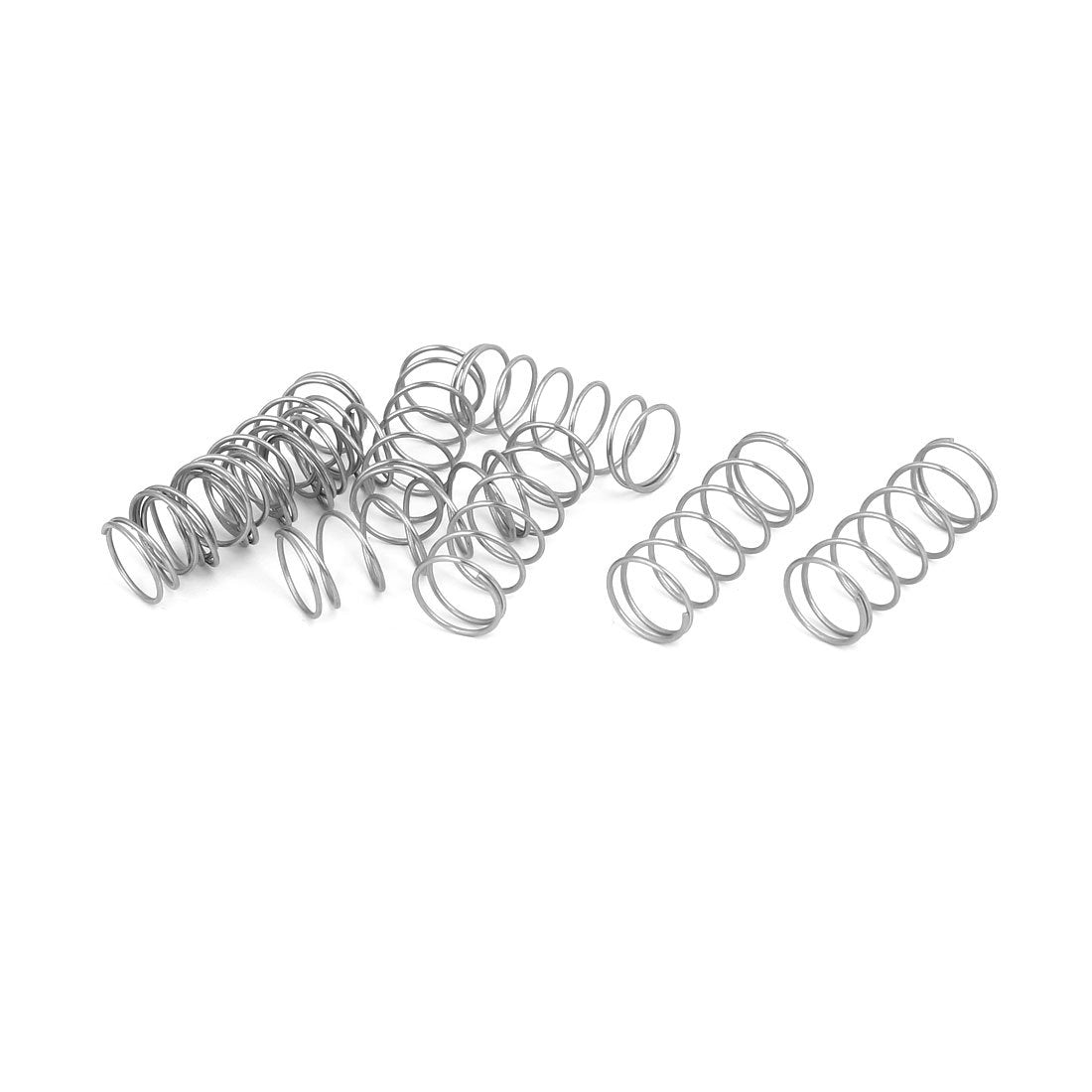 Compression Spring,304 Stainless Steel,12mm OD,0.8mm Wire Size,30mm Free Length,Silver Tone,10Pcs