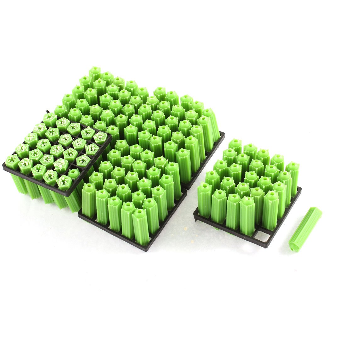 125Pcs Green Plastic Masonry Screws Anchor Fixing Star Wall Connector 7x26mm