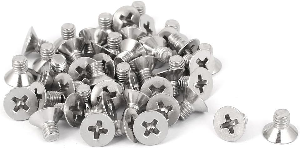M4x6mm 316 Stainless Steel Countersunk Phillips Machine Screws Bolts 50 Pcs