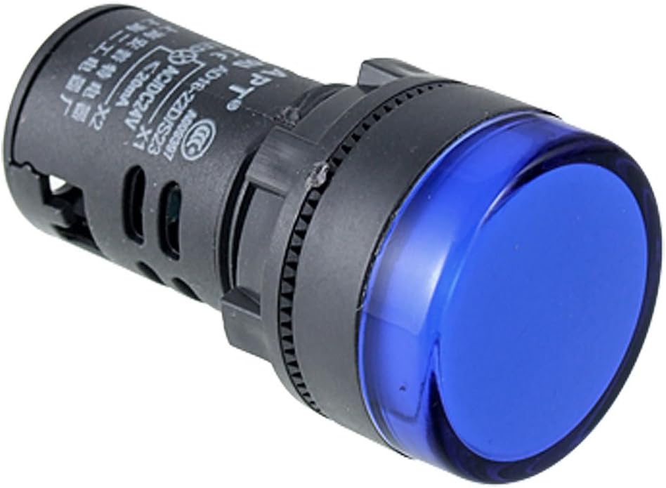 AC 220V LED Pilot Indicator Light Signal Lamp Black Blue