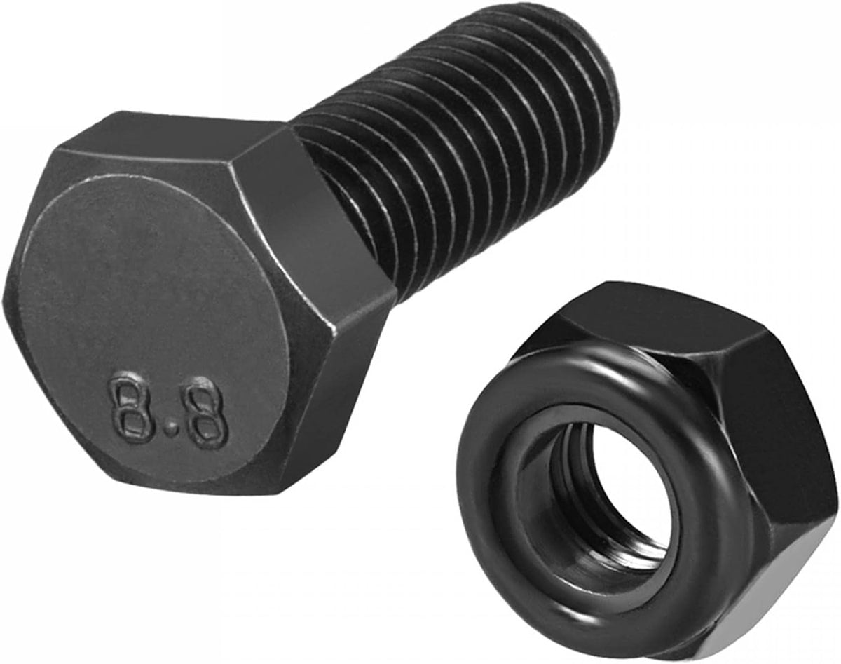 M8x20mm Hex Head Screw Bolts Nut Set Fastener Carbon Steel, Total 40pcs