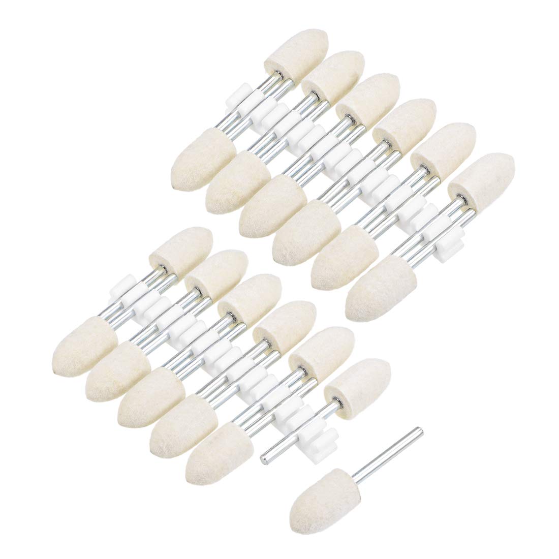 10mm Wool Felt Mounted Points Polishing Bits Burrs Buffing Wheels Grinding Head with 1/8" Shank 24 Pcs
