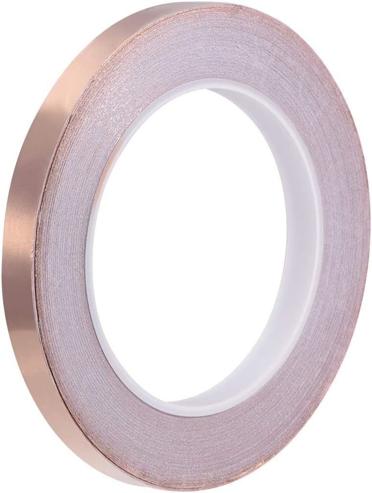 Single-sided Conductive Tape Copper Foil Tape Adhesive 10mm x 30m(98ft) for Guitar, EMI Shielding Crafts, Electrical Repairs, Stained Glass