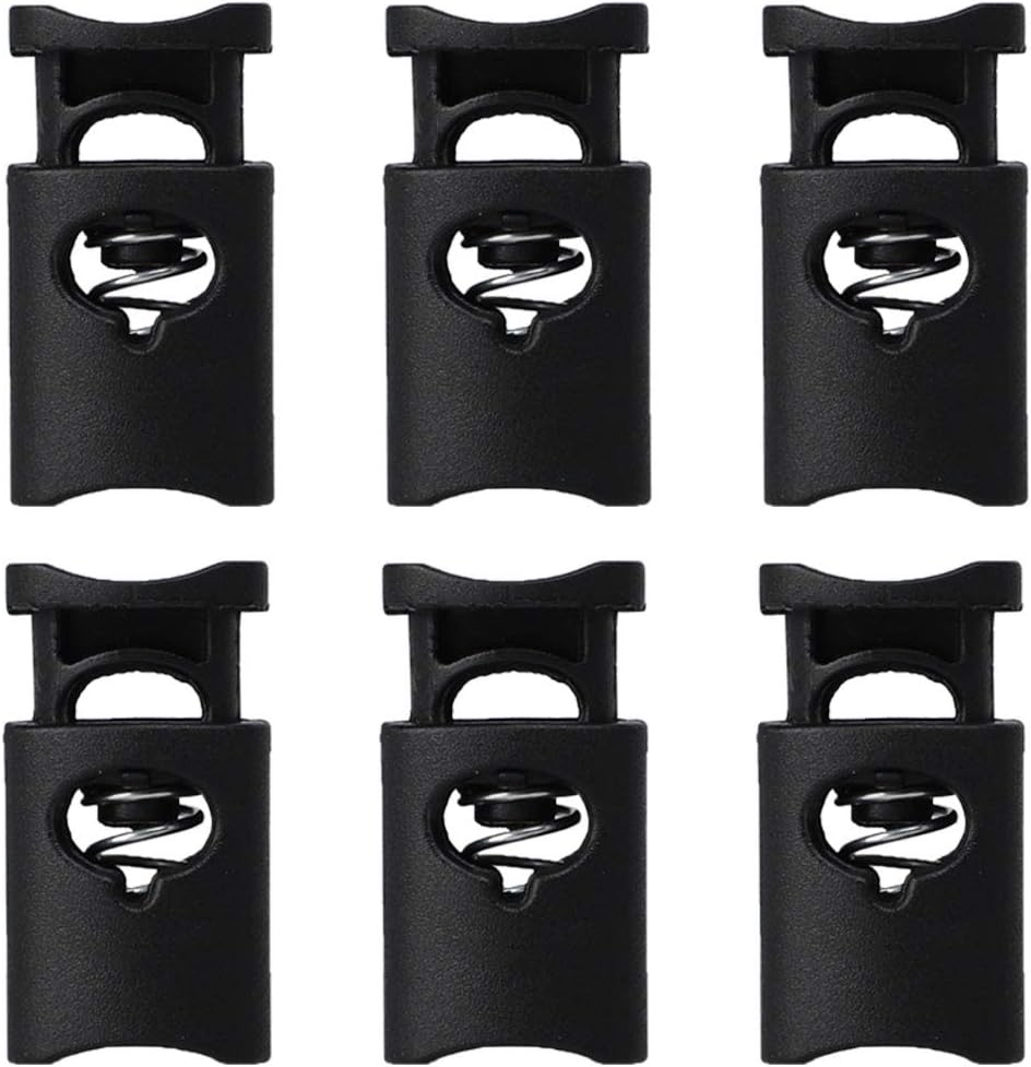 LinkMejor 6pcs Plastic Cord Lock Stopper End Spring Stop Toggle Fastener Stopper Rope End for Drawstrings Clothing