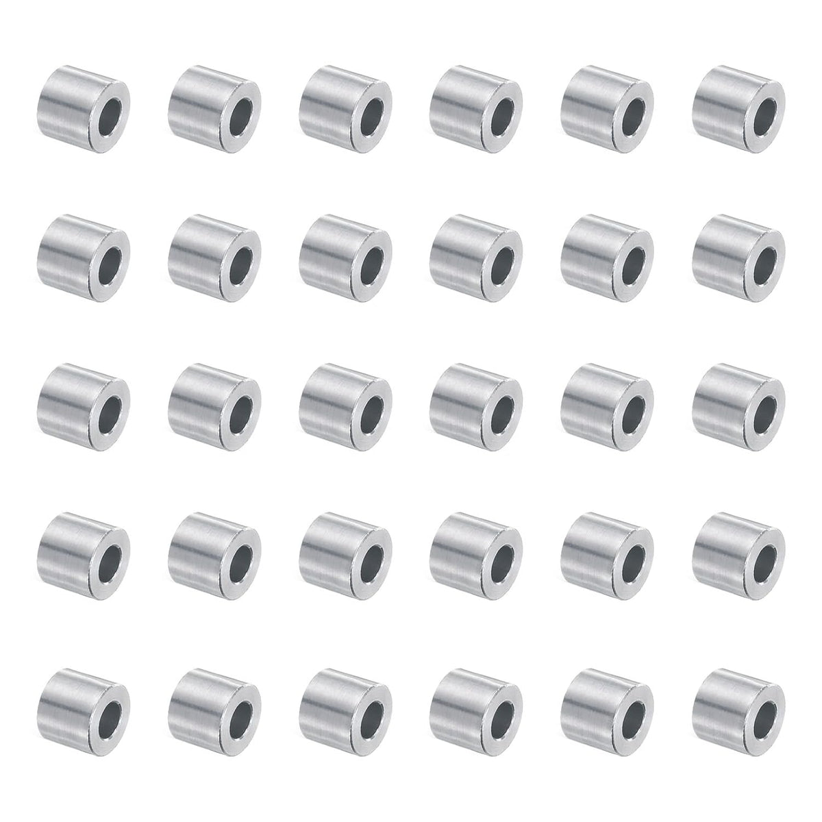30pcs Aluminum Spacer 5mm Bore x 10mm OD x 9mm Length Screw Standoff Bushing Plain Finish Round Metal Spacer for M5 Screws Bolts and Rods