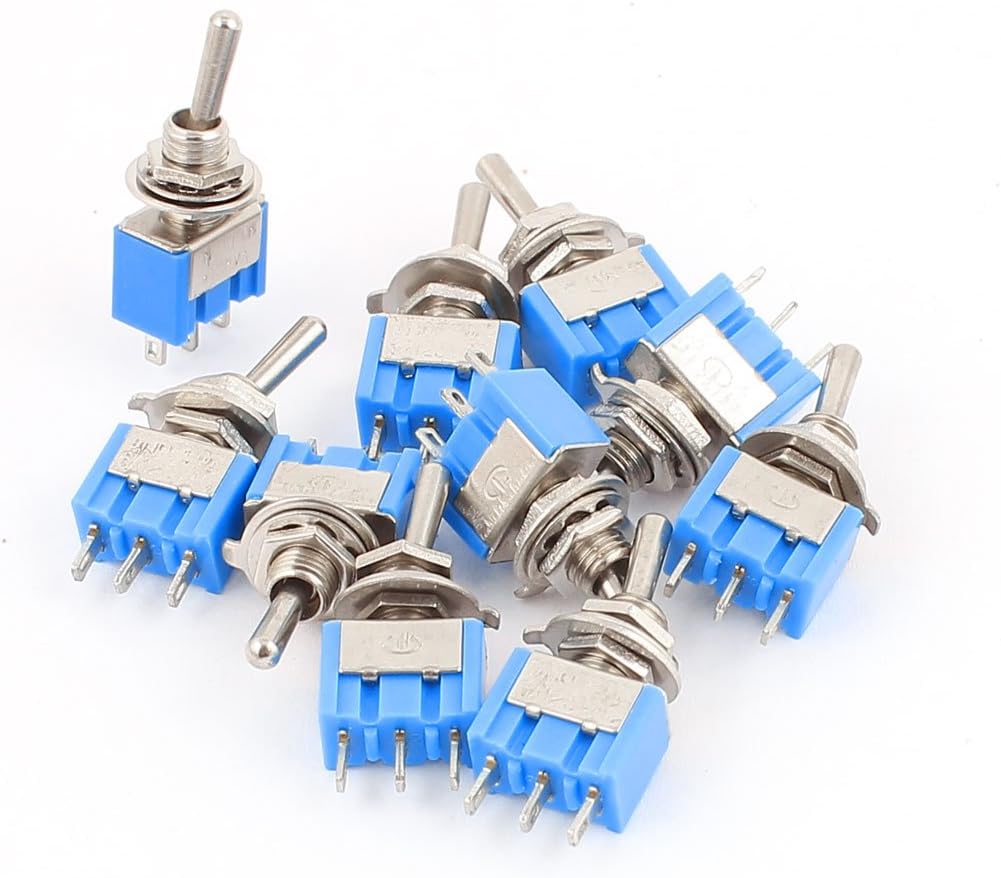 10 Pcs AC125V 6A SPDT ON-OFF-ON 3 Positions Latching Toggle Switch