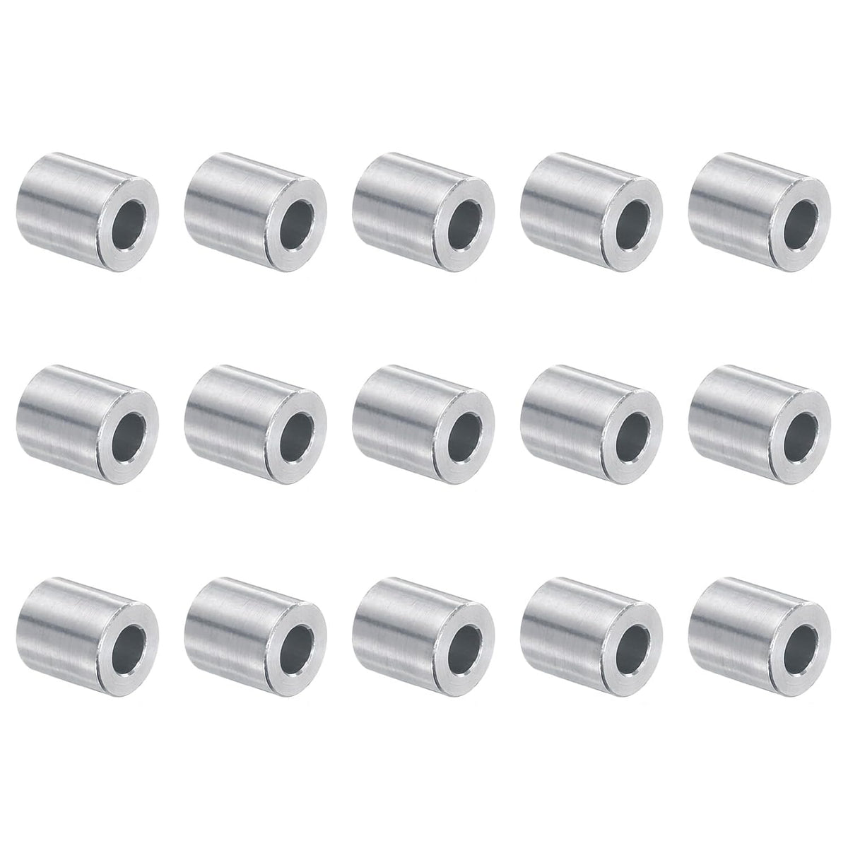 15pcs Aluminum Spacer 5mm Bore x 10mm OD x 12mm Length Screw Standoff Bushing Plain Finish Round Metal Spacer for M5 Screws Bolts and Rods