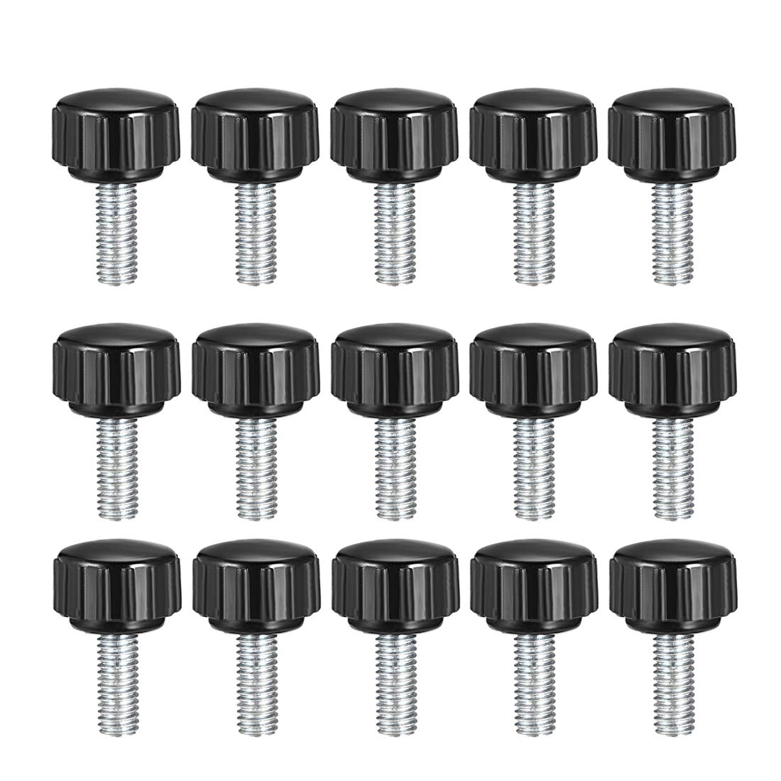 M5 x 15mm Metric Male Thread Knurled Clamping Knobs Grip Thumb Screw on Type Plastic Threaded Hand Bolt Knobs Black 15 Pcs