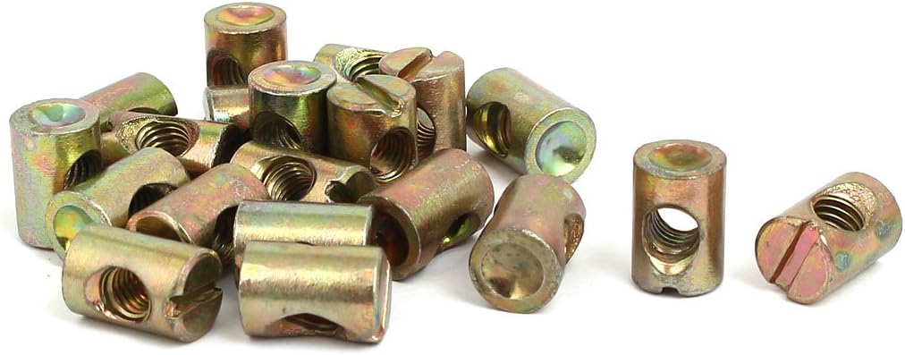 20pcs M6x15mm Barrel Bolt Cross Dowel Slotted Furniture Nut for Beds Chairs