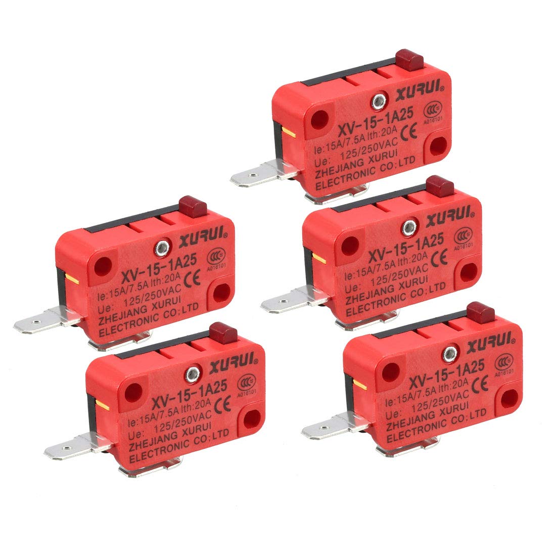 5PCS XV-15-1A25 SPST NO 2 Pole Push Button Action Micro Switches for Microwave Oven Door