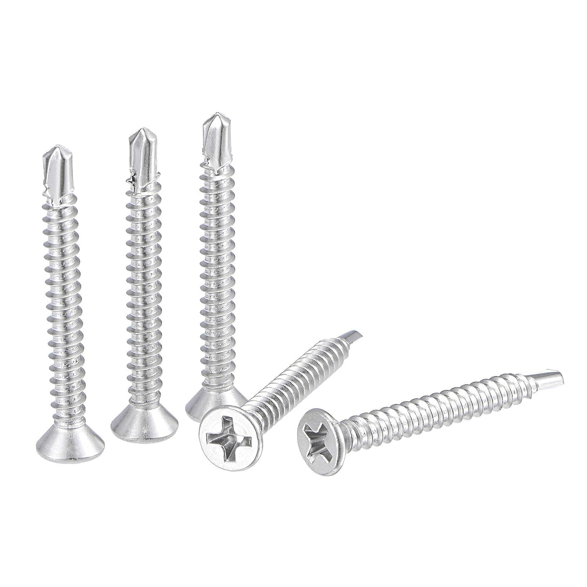 Phillips Head Self Drilling Screws, #6 x 1 9/64" 410 Stainless Steel Full Thread Sheet Metal Screw 100pcs