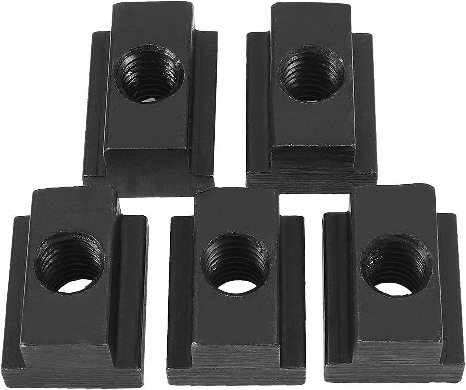 5pcs Steel T-Slot Nut Grade 10.9 Tapped Through M8 Thread 15/64-inch Slot Depth