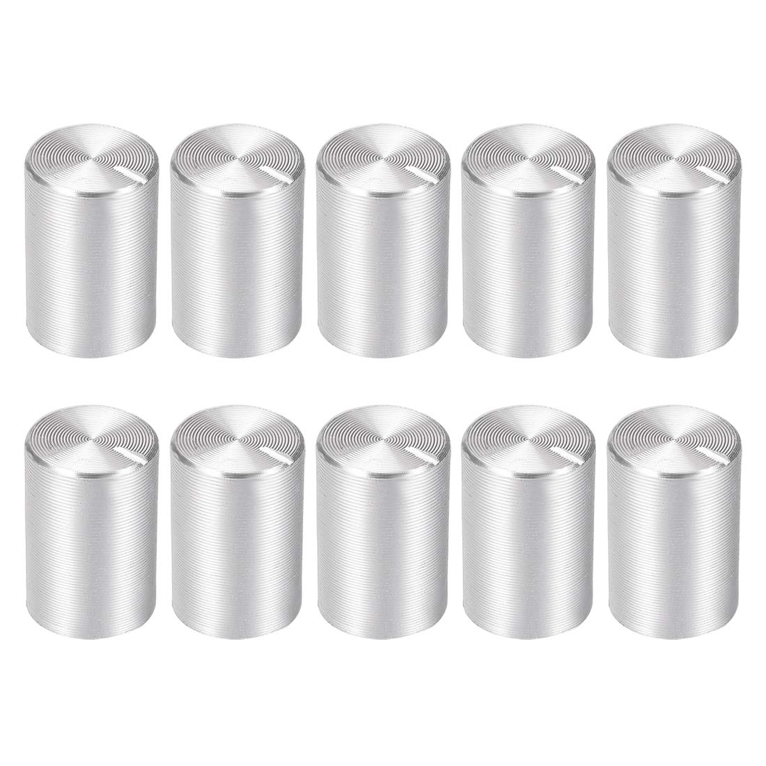 10pcs Potentiometer Knurled Shaft Silver Tone Aluminum 6mm Shaft Dia. Rotary Knob 10mmx15mm Volume Control Knob