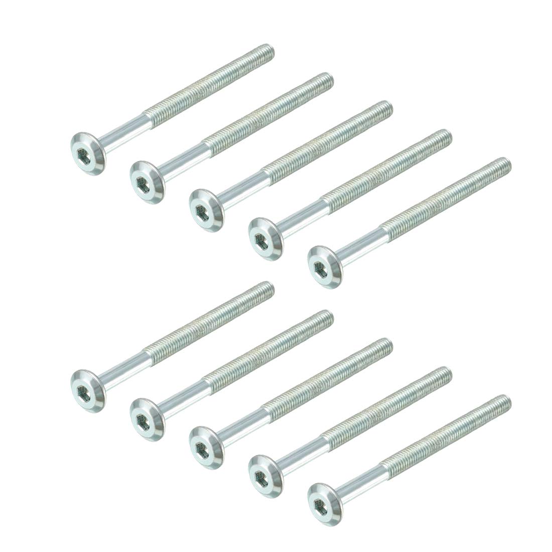 M6x80mm Furniture Bolts Hex Socket Screws 58mm Thread Length Zinc Plated 10pcs