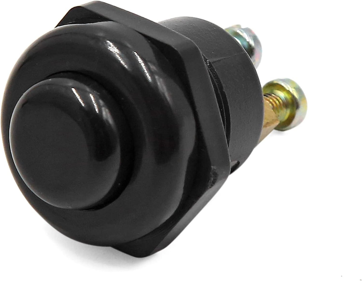 DC 12V 22mm 0.87" Round 2 Terminal Momentary Press Push Button Switch Plastic Black Universal for Car Vehicle