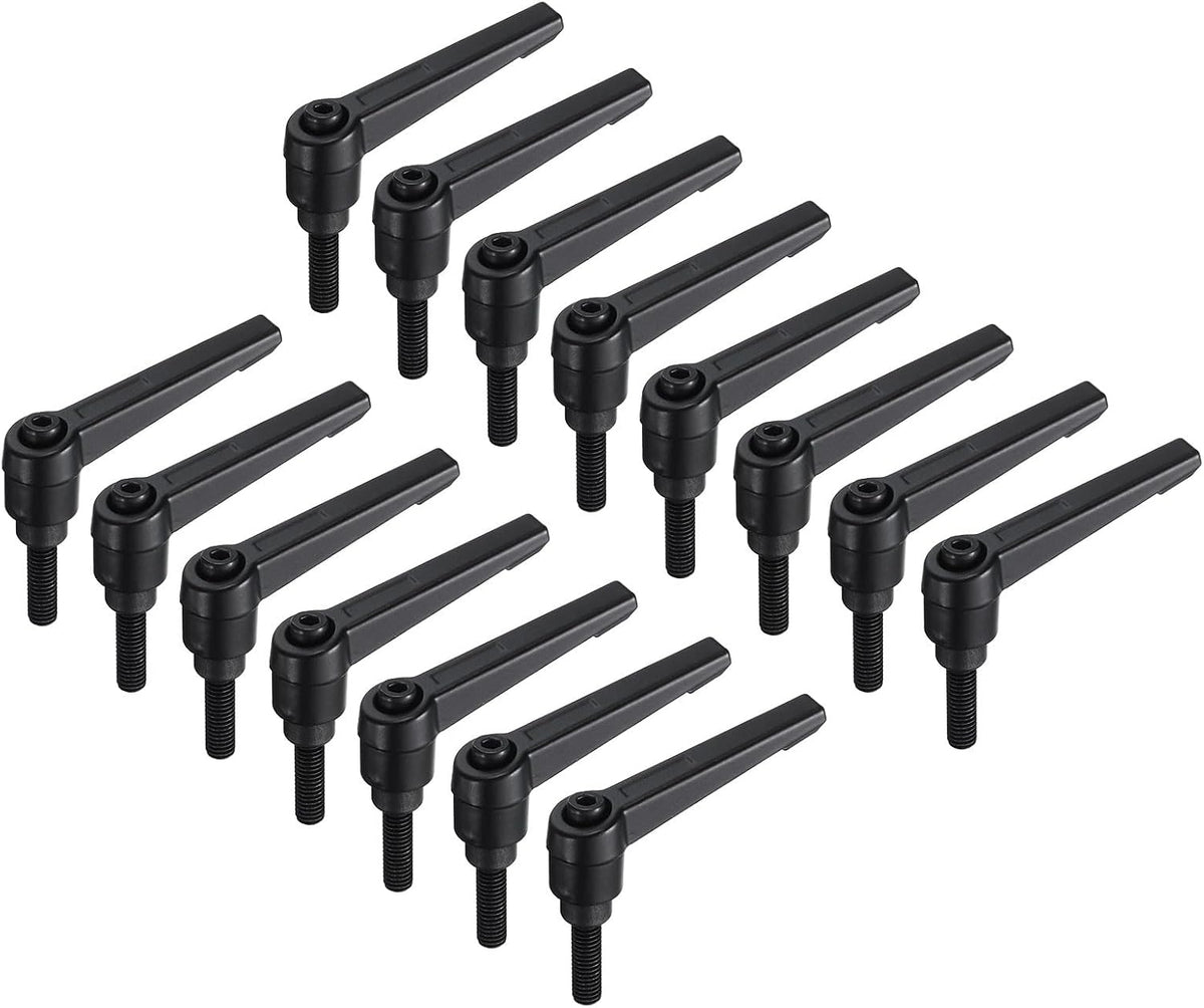 15pcs Lever Adjustable Handles M6 x 20mm Metric Male Thread, Level Clamping Handle Hand Stud Knobs Rotating Screw Handles Bolts with Locking Lever, Black