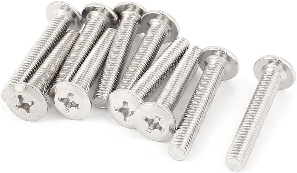 M6x35mm Male Thread Phillips Flat Head Bolt Screw Suitable for Double Bed Furniture TV Rack Wall Hanging 10pcs