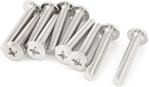 M6x35mm Male Thread Phillips Flat Head Bolt Screw Suitable for Double Bed Furniture TV Rack Wall Hanging 10pcs