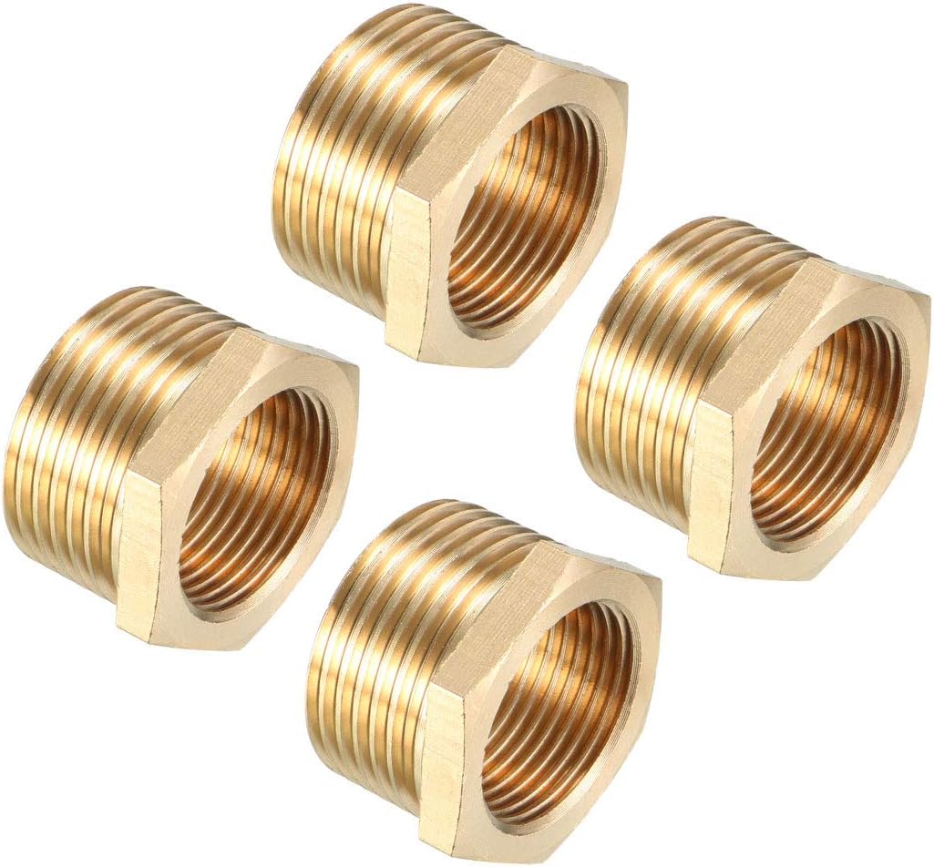 Brass Threaded Pipe Fitting G1 Male X G3/4 Female Hex Bushing Adapter 4pcs