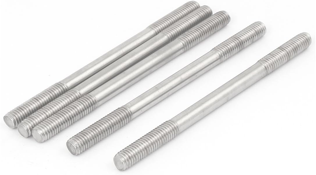 M8 x 120mm Tight Adjustable Push Double End Thread Stud Teeth Rod 5pcs