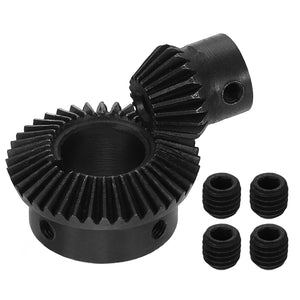 2Pcs Tapered Bevel Gears Set, 1 Mod 1:2 (20T/40T) Harden Steel Straight Bevel Gear, 90 Degree Steering Motor Gears, (5mm/18mm Shaft Hole with Keyway)