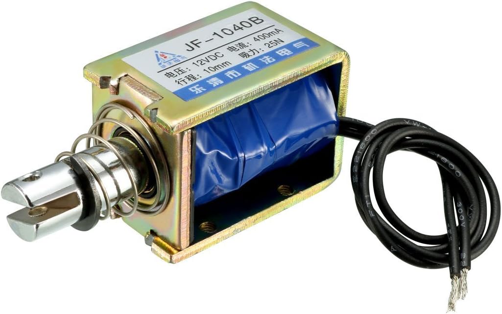 12VDC 25N 10mm Stroke Pull Push Solenoid Electromagnet Open Frame Type Linear Motion JF-1040B
