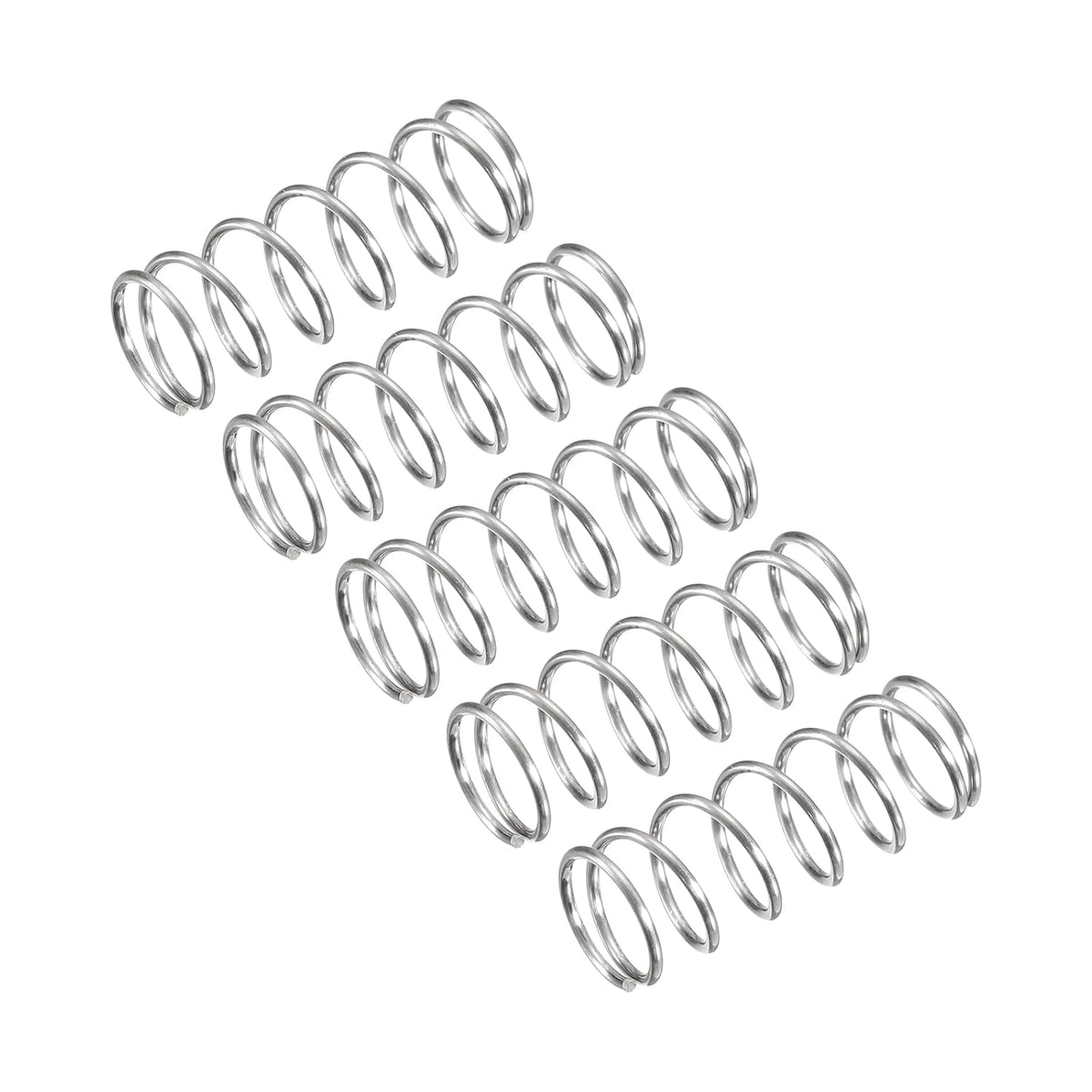 Compression Spring, 5Pcs 304 Stainless Steel, 8mm OD, 0.7mm Wire Size, 20mm Free Length, Silver Tone