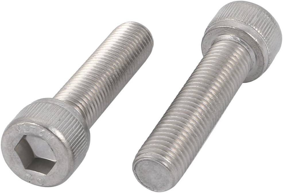 M10x40mm 1.25mm Pitch 304 Stainless Steel Hex Socket Head Cap Screws Bolts 2pcs