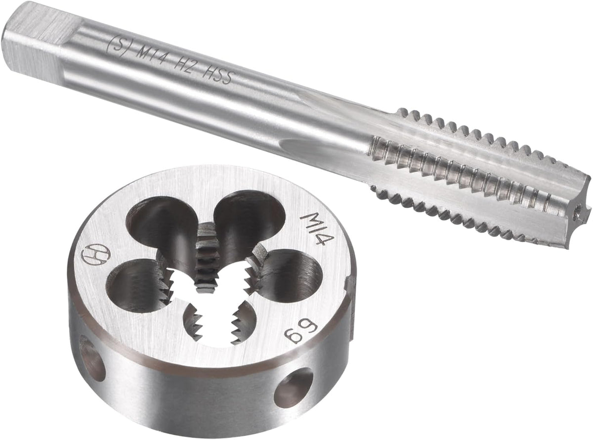 M14 x 2mm Metric Tap and Die Set, Machine Thread Screw Tap with Round Threading Die, Tap & Die Kit for Nut Screw Bolt Thread Repair