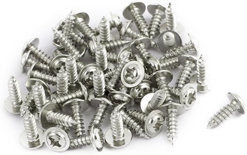 50pcs M3x10mm Stainless Steel Round Head Phillips Self Tapping Machine Screws w Washer