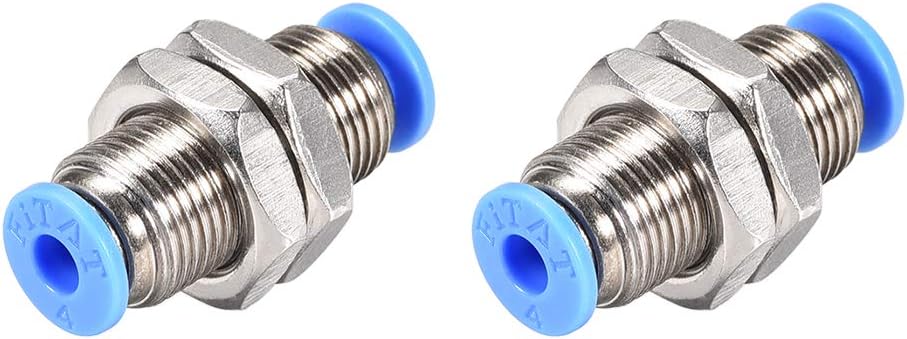Pneumatic Push to Quick Air Connect Fittings Bulkhead Union 4mm Tube OD 2Pcs