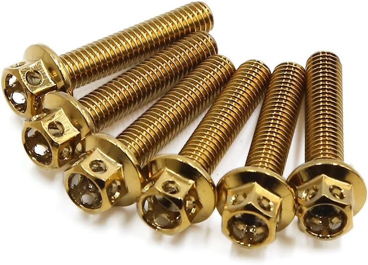 6pcs Gold Tone M6 X 30mm Motorcycle Titanium Alloy Hexagon Bolts Clips Screws
