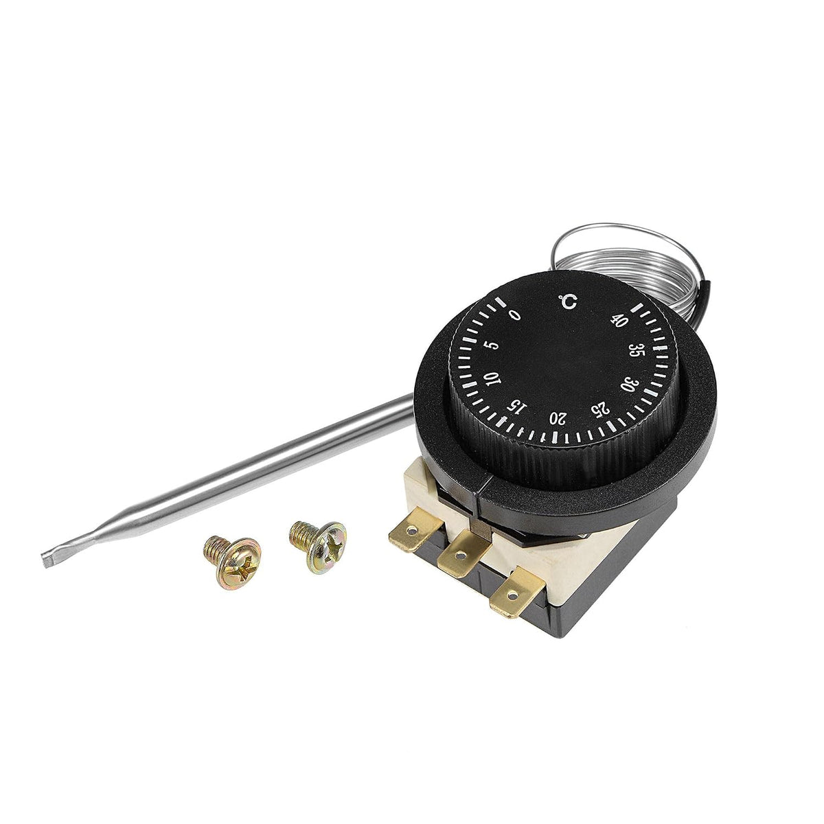 1NO 1NC 250/380V 16(2) A 0-40C Temperature Control Switch Capillary Thermostat for Oven Refrigerator Heater, 1.5m Length, with 2 Screws