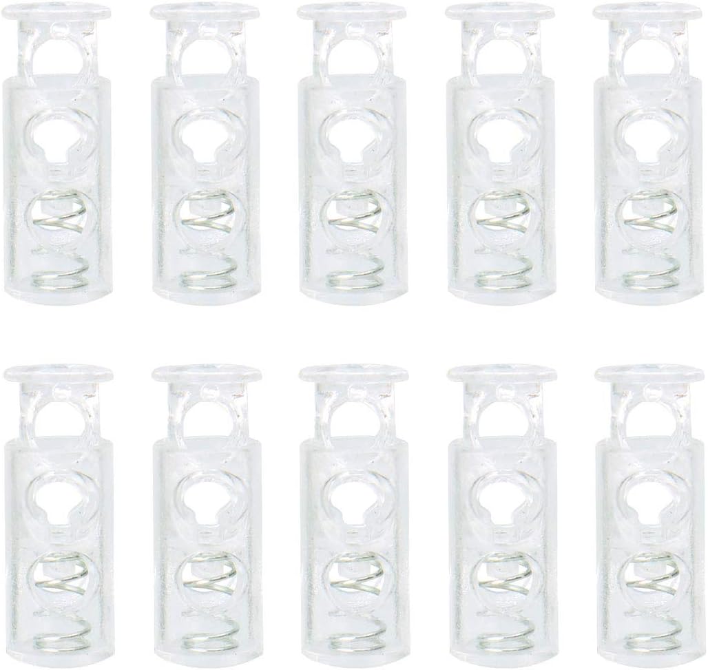 LinkMejor 10pcs Spring Cord Locks Plastic End Stopper Double Holes Toggle Fastener Rope End for Drawstrings, Shoelaces,