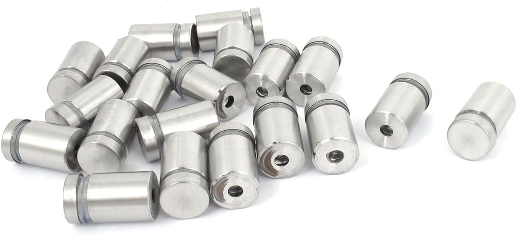 Frameless Glass 16mm x 25mm Stainless Steel Standoff Pins Clamp 20pcs
