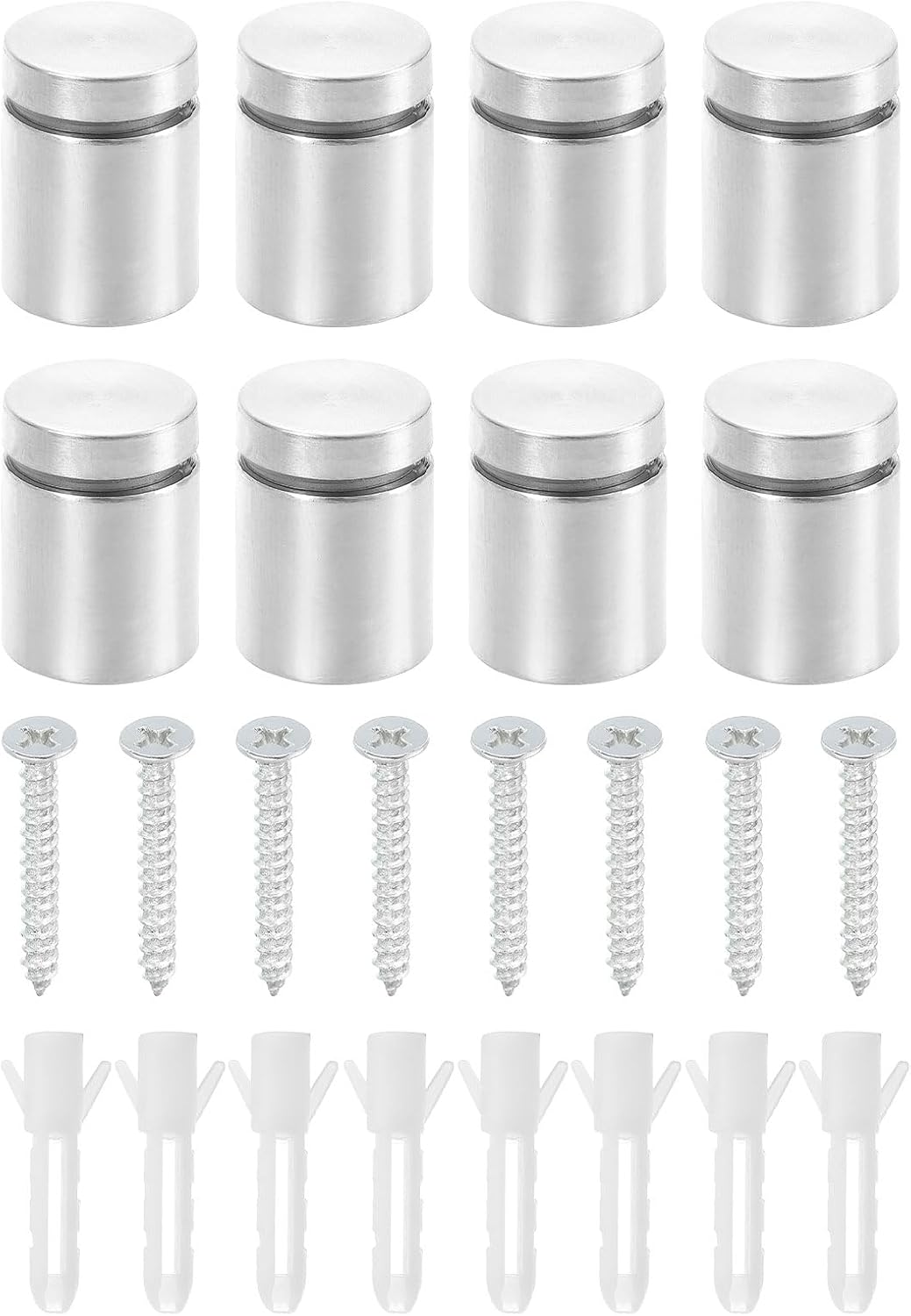8 Pcs Standoff Screws, 3/4" x 1" Stainless Steel Advertising Screws Wall Standoff Mounts Hardware for Acrylic Picture Frame Glass Signs Hanging, Silver